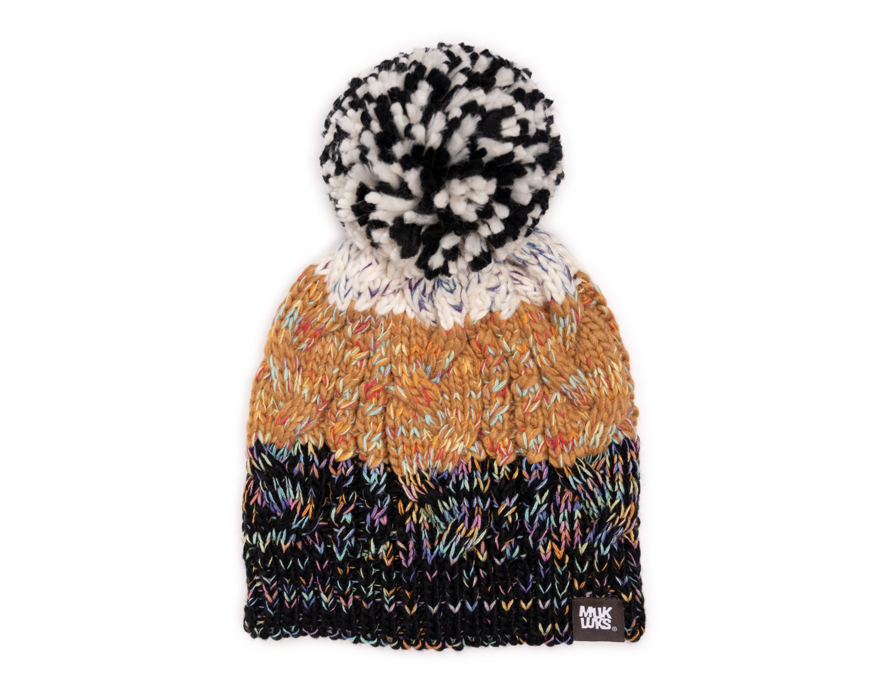 Womens Colorblock Stripe Cable Beanie