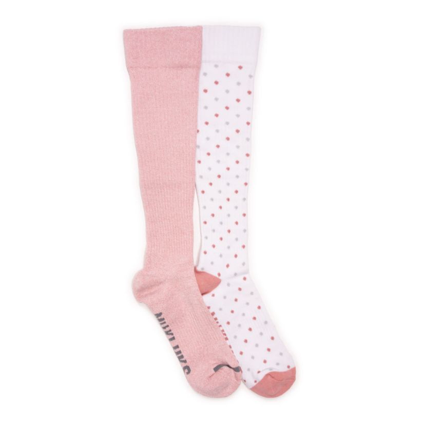 Womens 2 Pair Pack Cotton Compression Knee High Socks