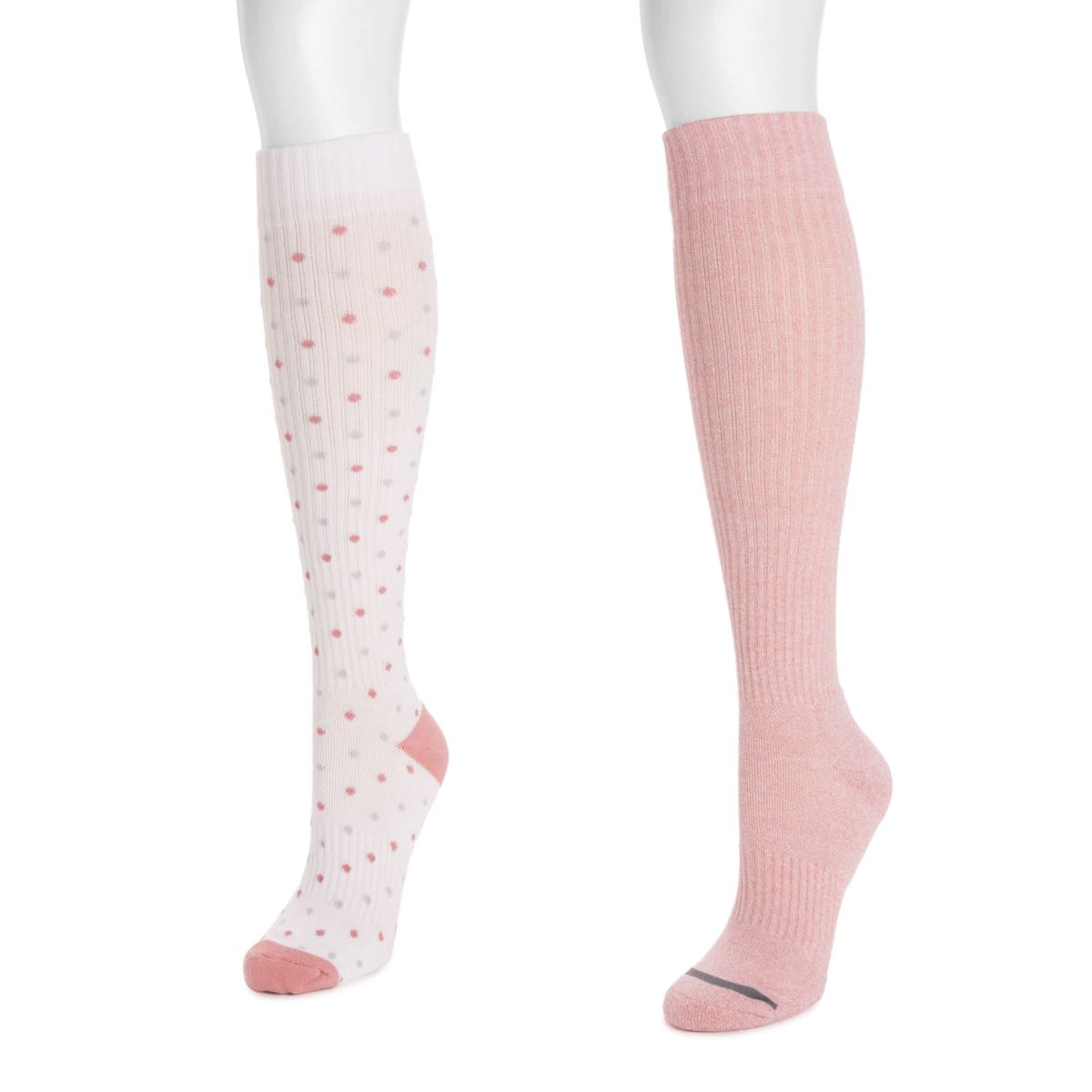 Womens 2 Pair Pack Cotton Compression Knee High Socks