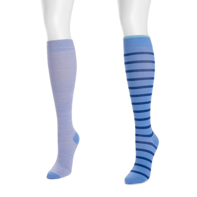 Womens 2 Pair Pack Nylon Compression Knee High Socks