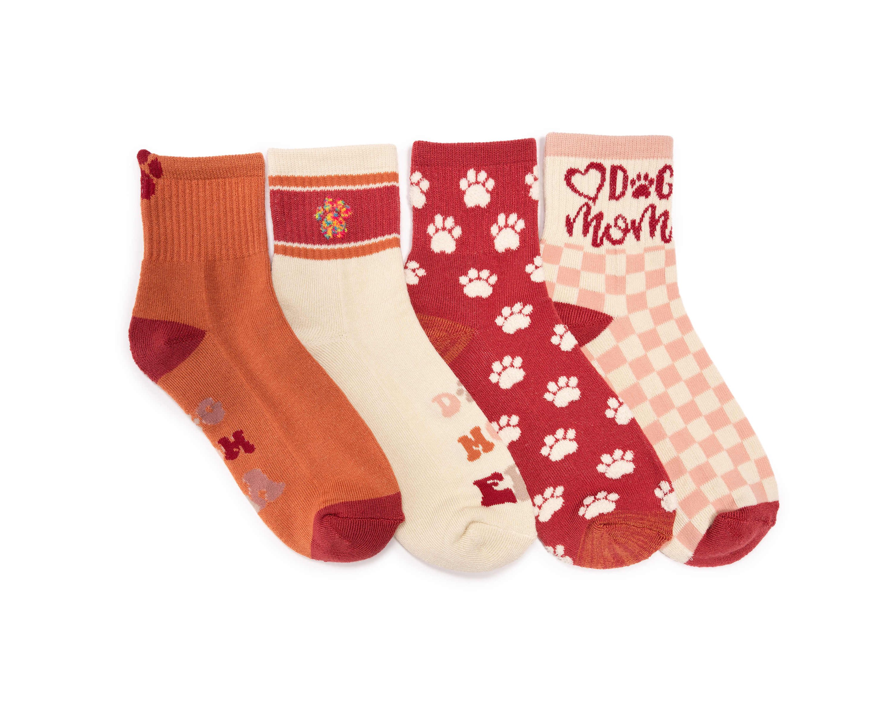 Womens 4 Pk QTR Crew Novelty