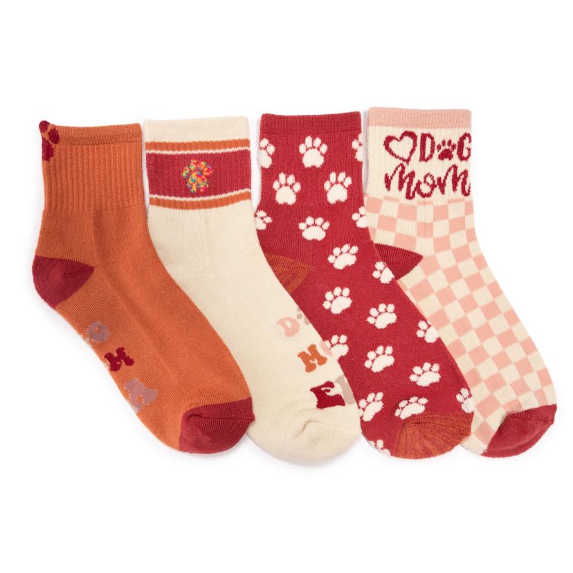 Womens 4 Pk QTR Crew Novelty