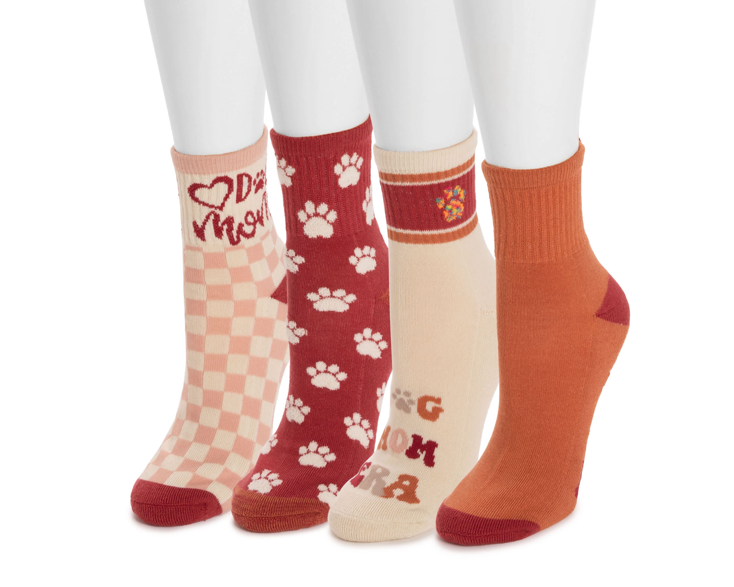 Womens 4 Pk QTR Crew Novelty