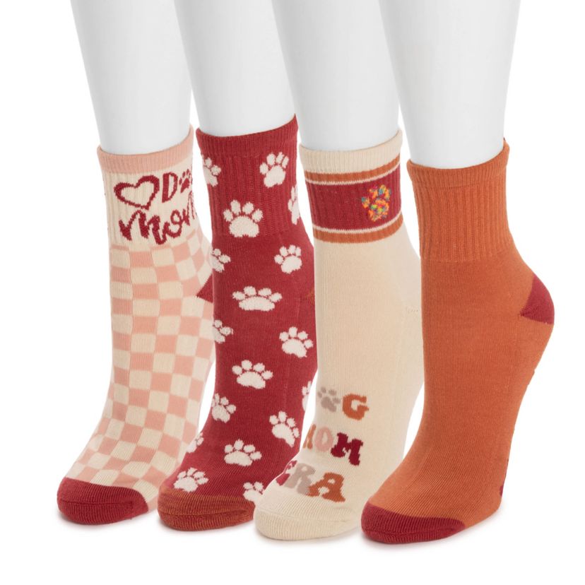 Womens 4 Pk QTR Crew Novelty