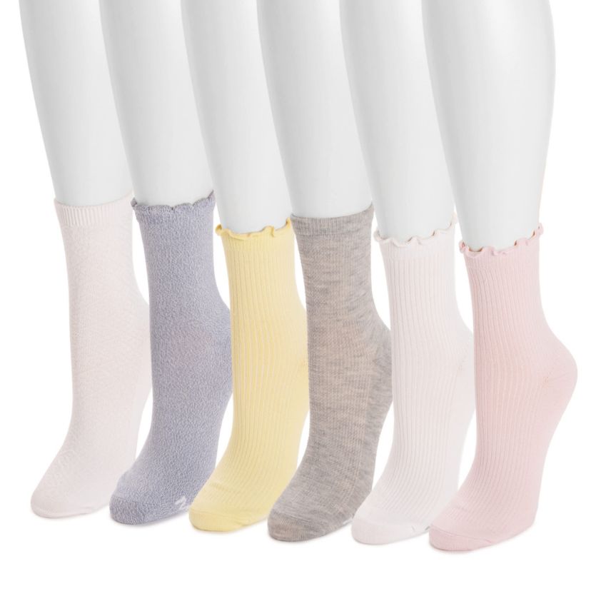 Womens 6 Pack Whisper Soft Crew Socks