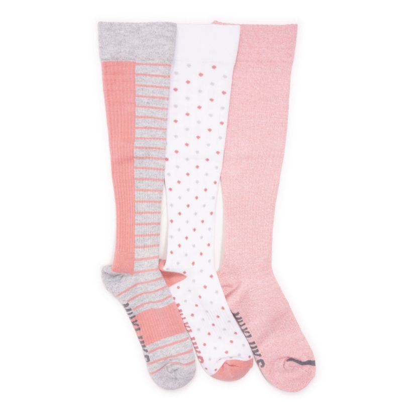 Womens 3 Pack Cotton Compression Knee-High Socks