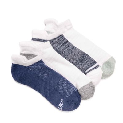 MUK LUKS Women's 4pk Dream Step Sporty Low Cut Ankle Sock, Blue