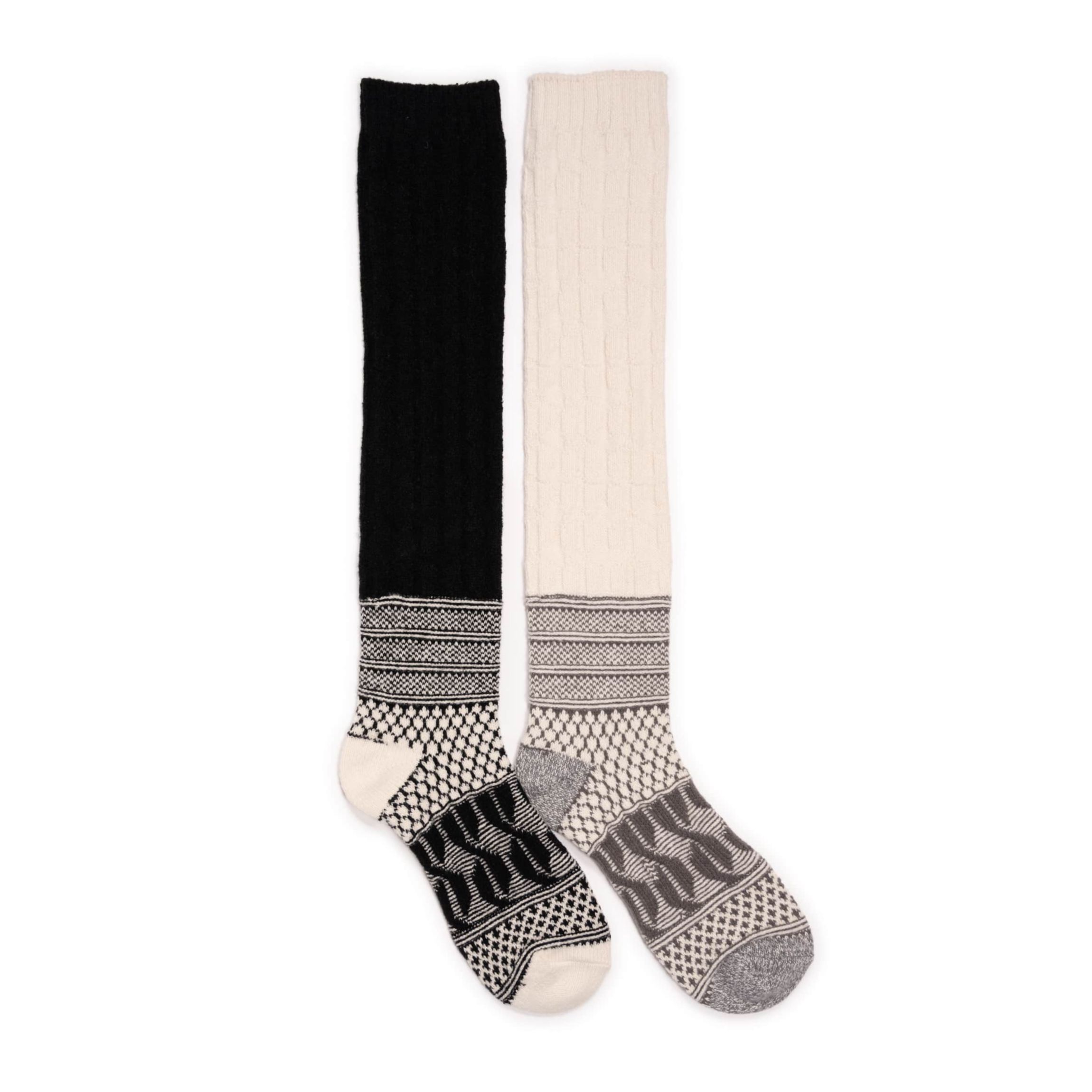 Patchwork Texture Over-The-Knee Socks 2 Pack