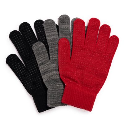 MUK LUKS Women's 3 Pair Pack of Gloves, Red