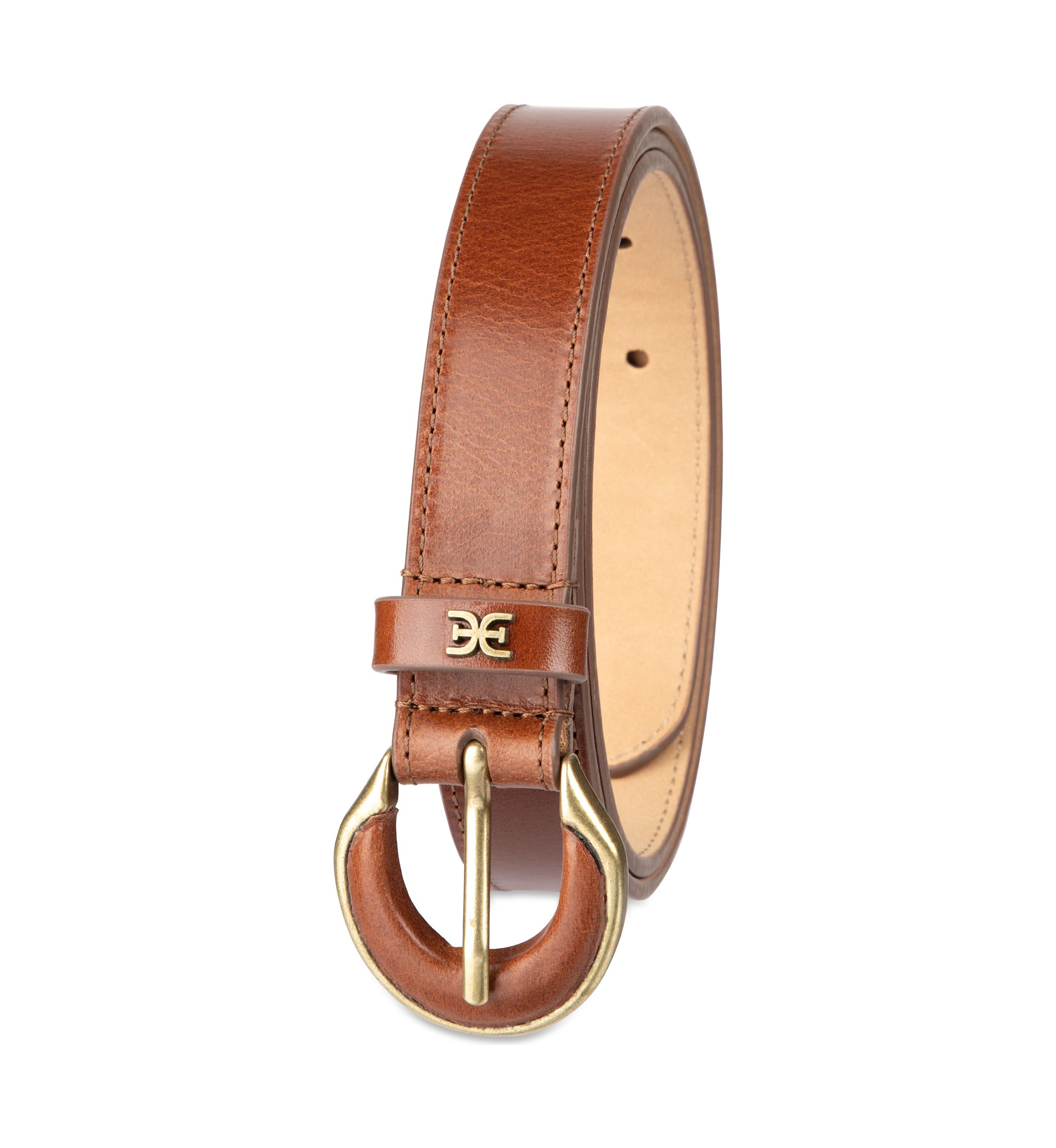 Leather Inset Harness Buckle Slim Fashion Belt