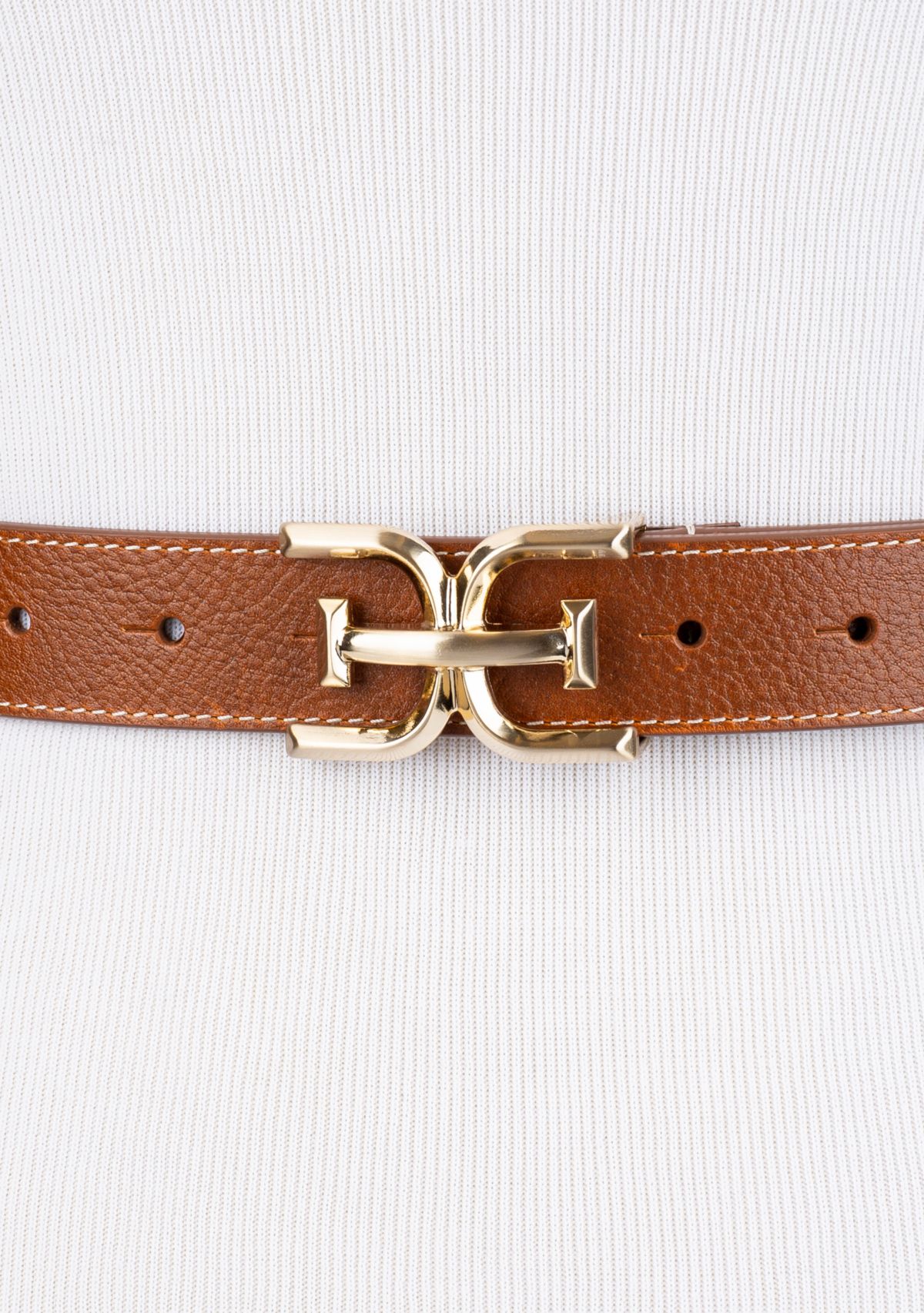 Casual Plaque Logo Buckle Belt