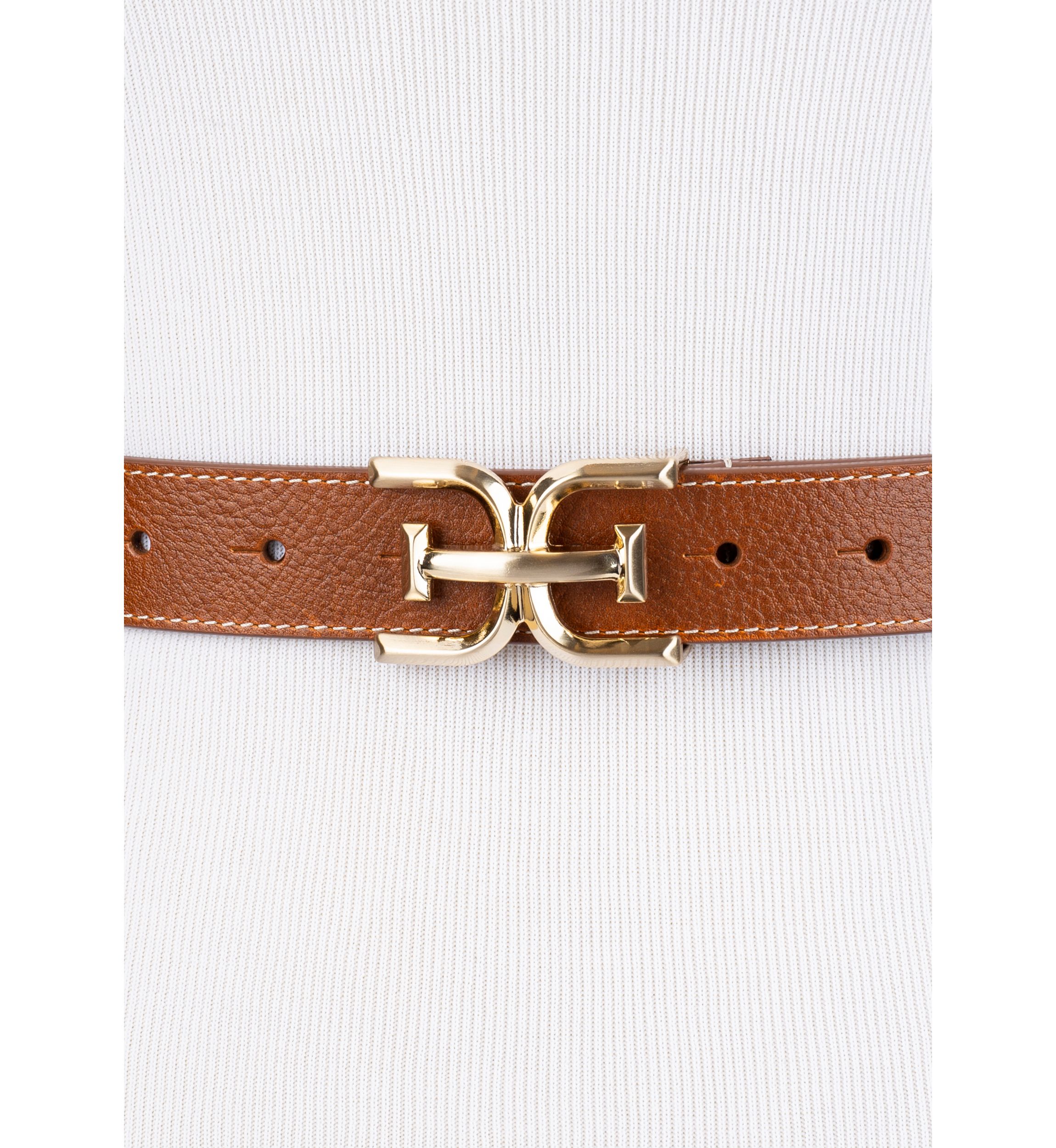 Casual Plaque Logo Buckle Belt
