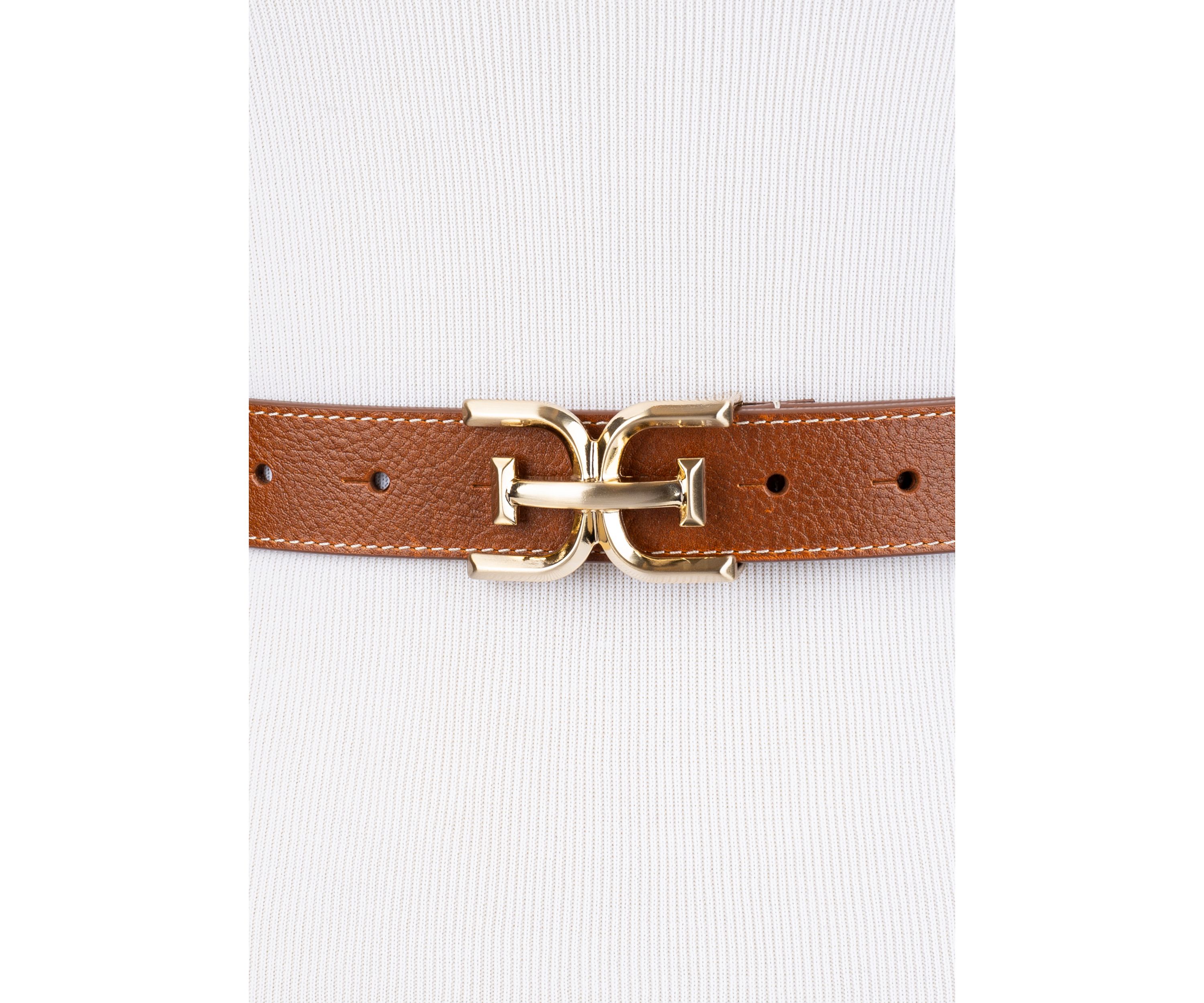 Casual Plaque Logo Buckle Belt