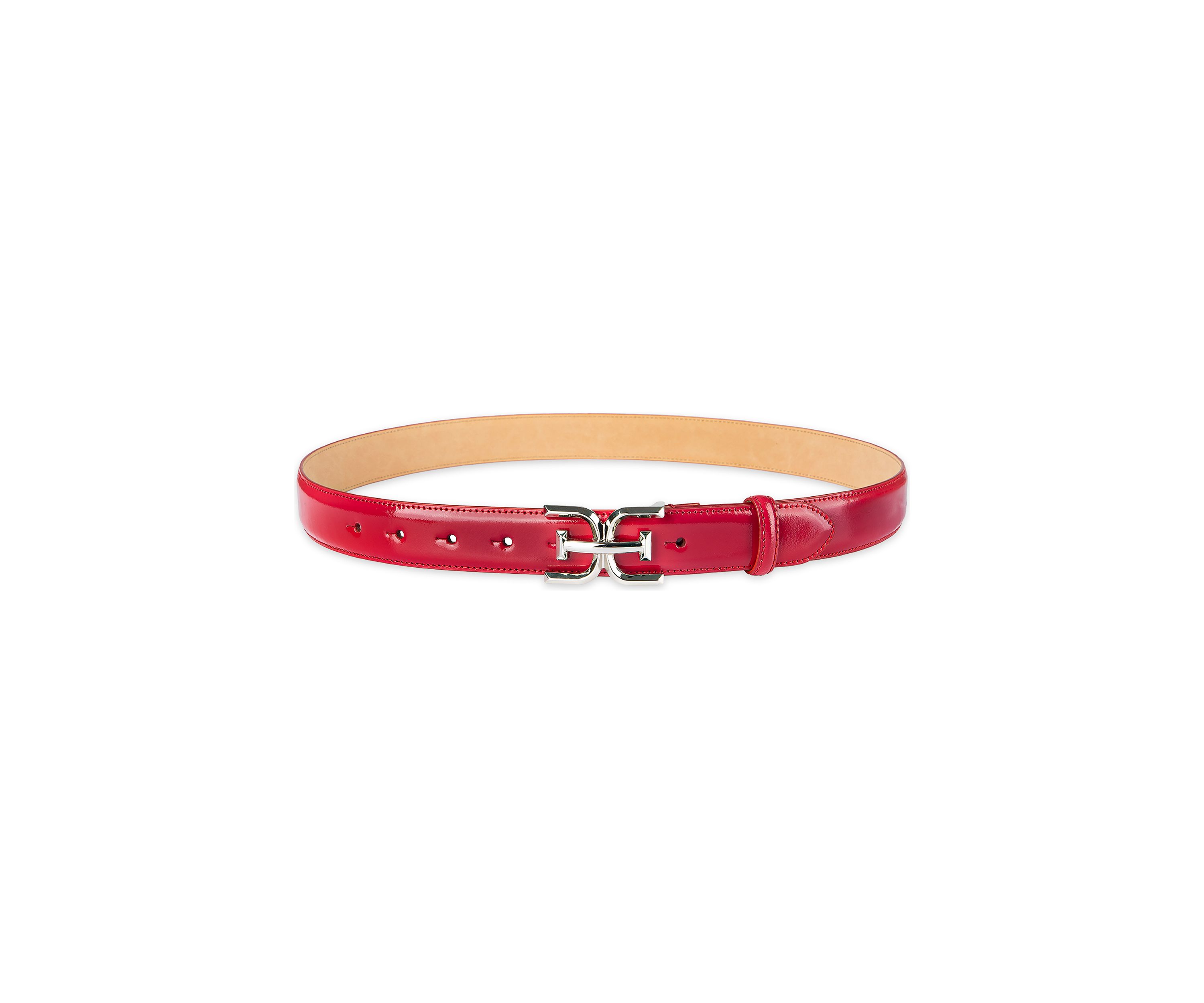 Womens Slim Textured Croc Belt with Double E Plaque Logo Buckle