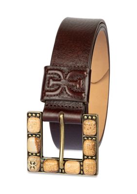 Sam Edelman Women's Stone Buckle Casual Leather Belt