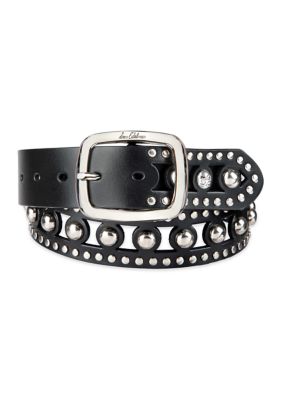 Sam Edelman Women's Cutout Gem Studded Belt, Black, XL