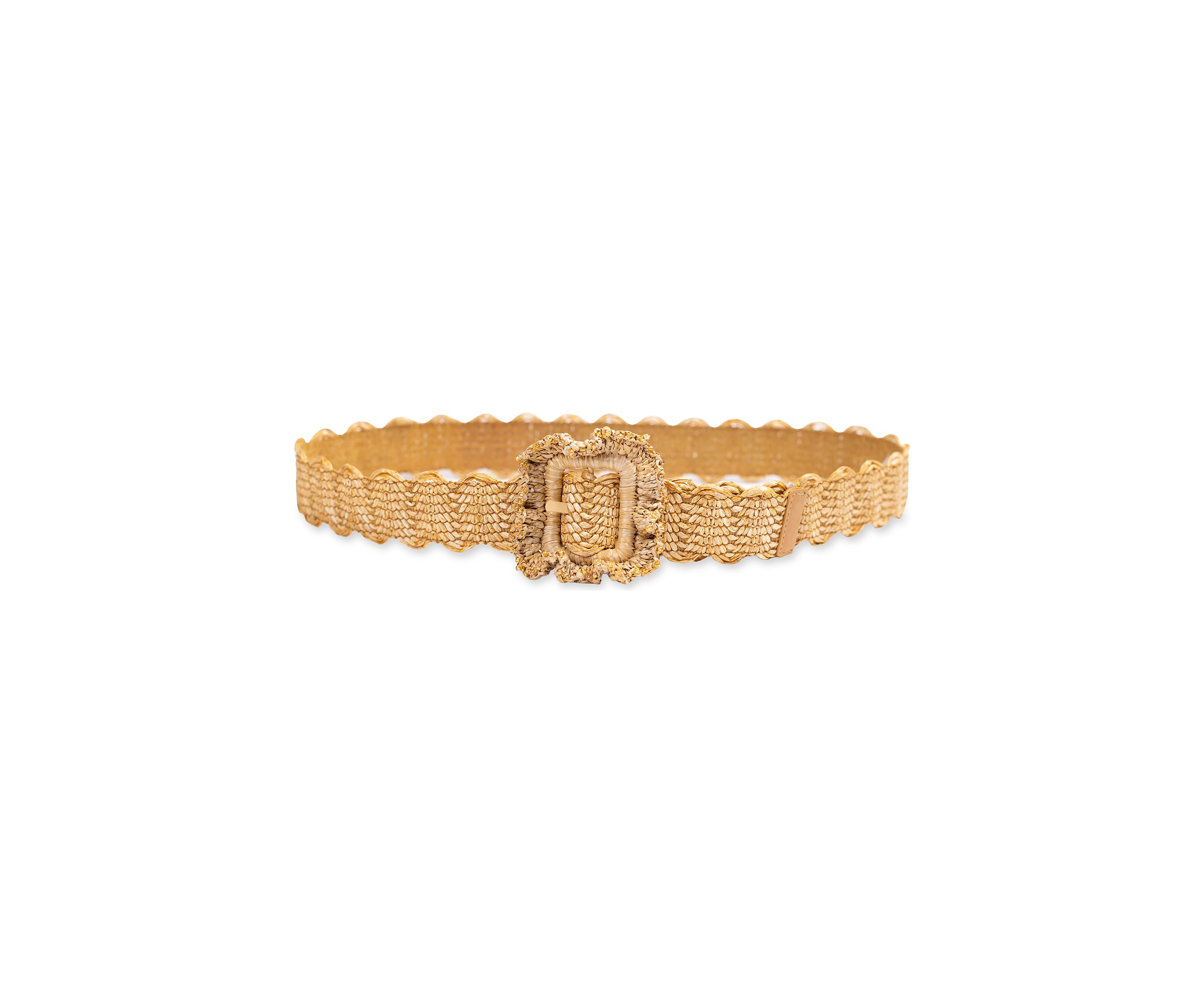 Ruffle Buckle Scallop Woven Design Casual Fashion Belt