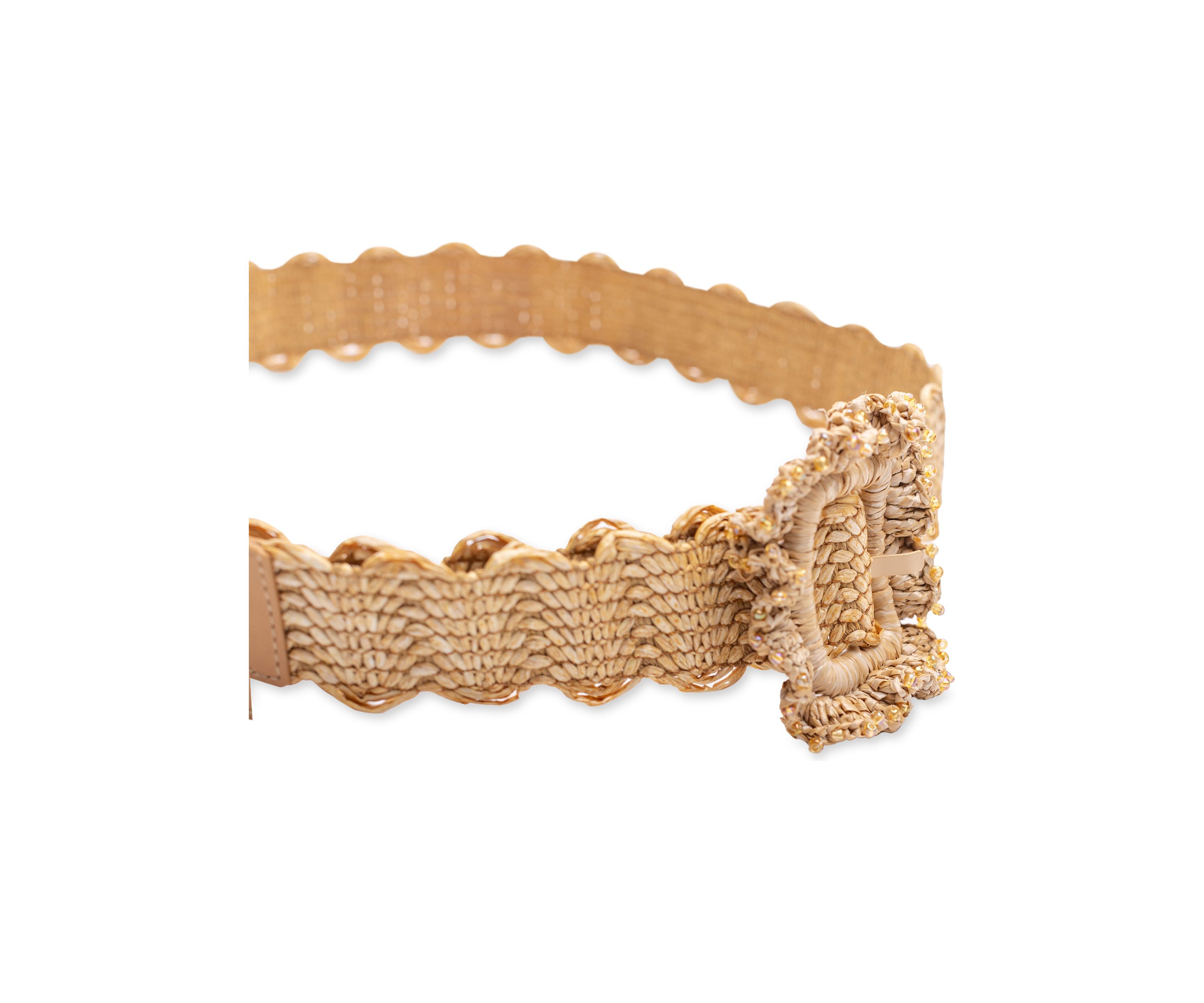 Ruffle Buckle Scallop Woven Design Casual Fashion Belt