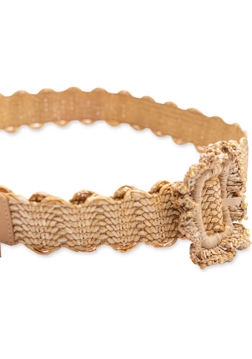 Ruffle Buckle Scallop Woven Design Casual Fashion Belt