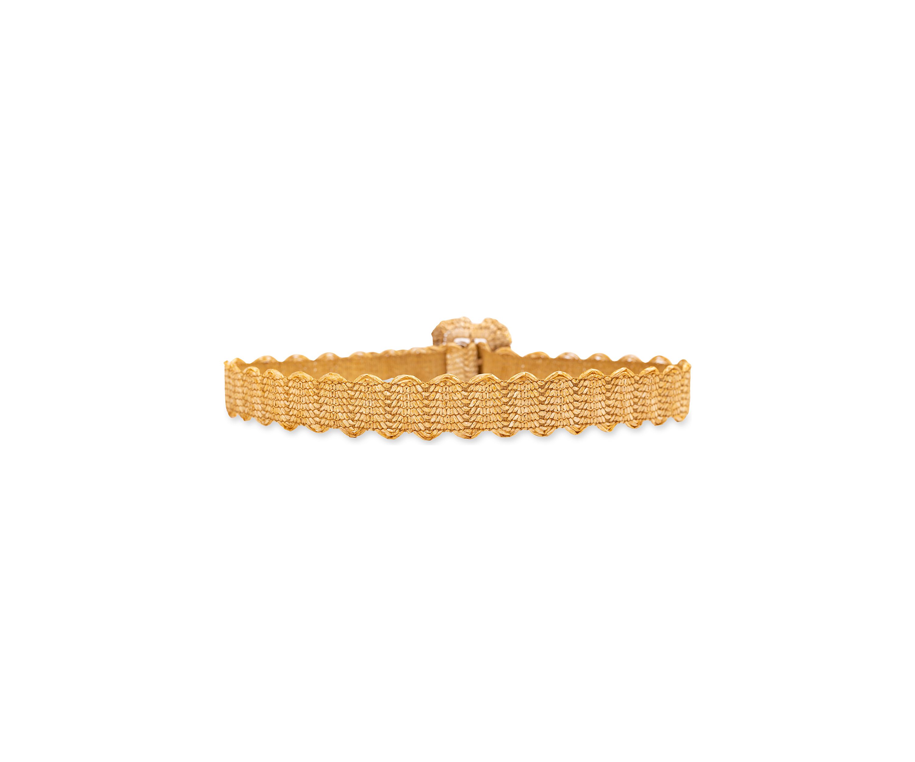Ruffle Buckle Scallop Woven Design Casual Fashion Belt