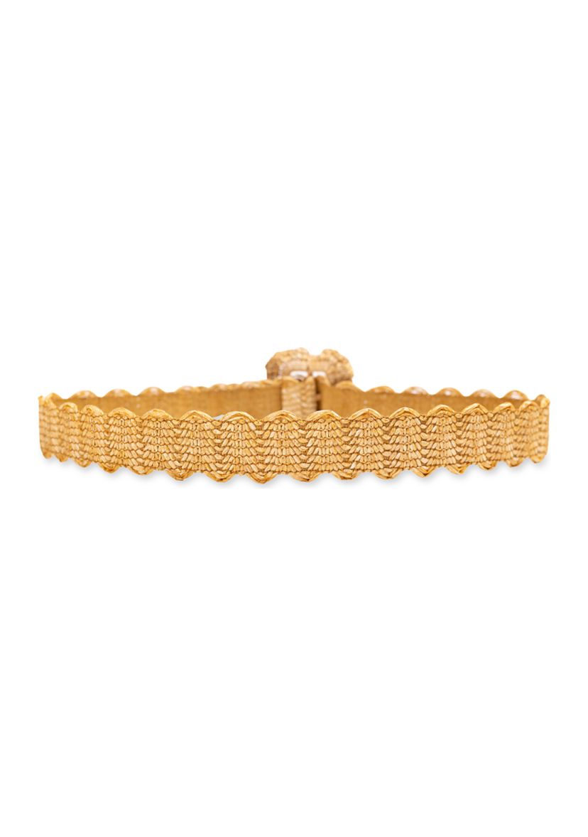 Ruffle Buckle Scallop Woven Design Casual Fashion Belt