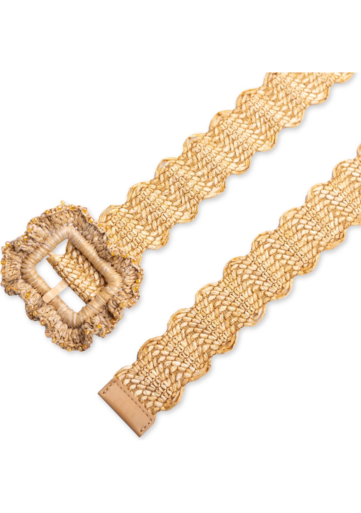 Ruffle Buckle Scallop Woven Design Casual Fashion Belt