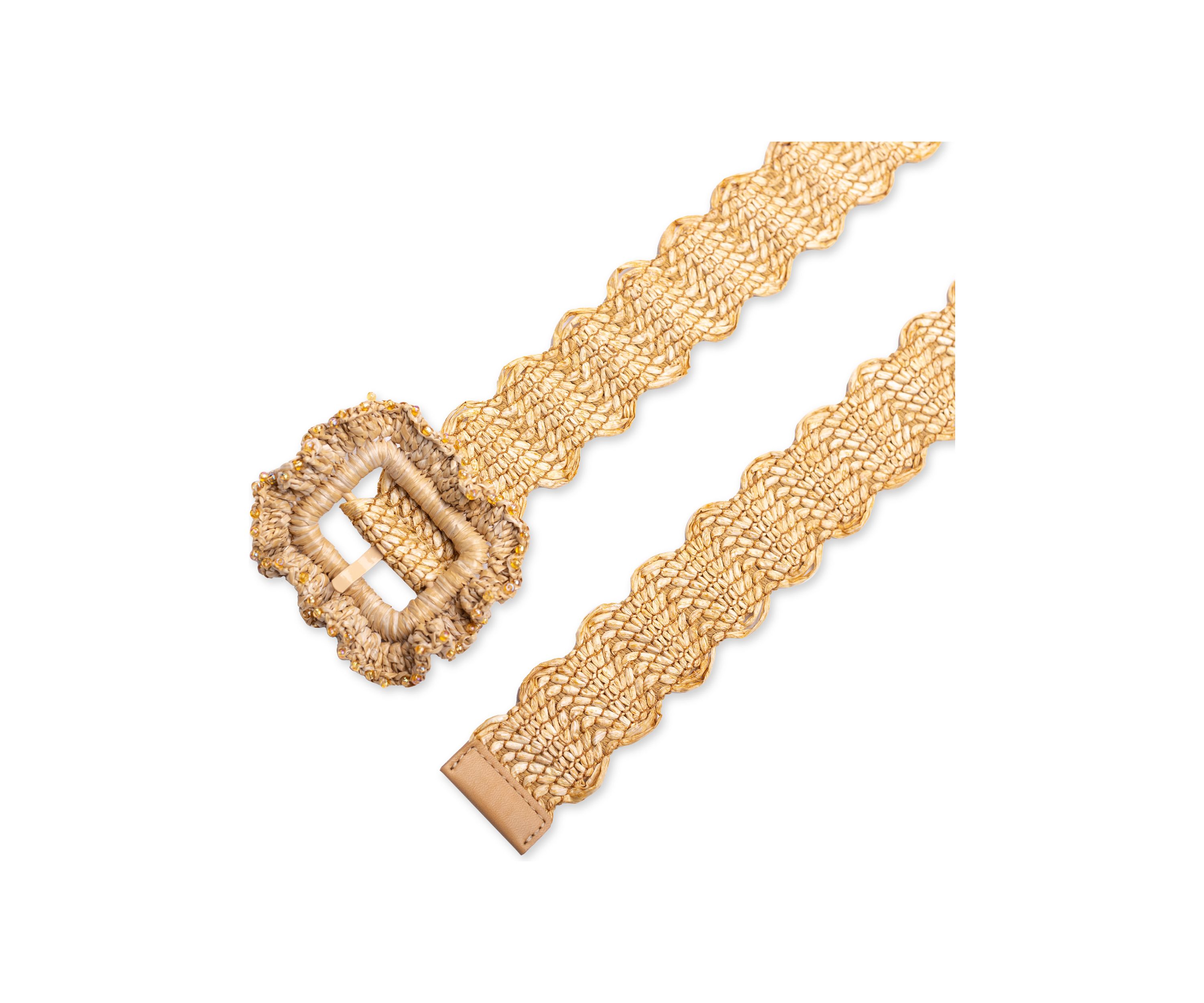 Ruffle Buckle Scallop Woven Design Casual Fashion Belt