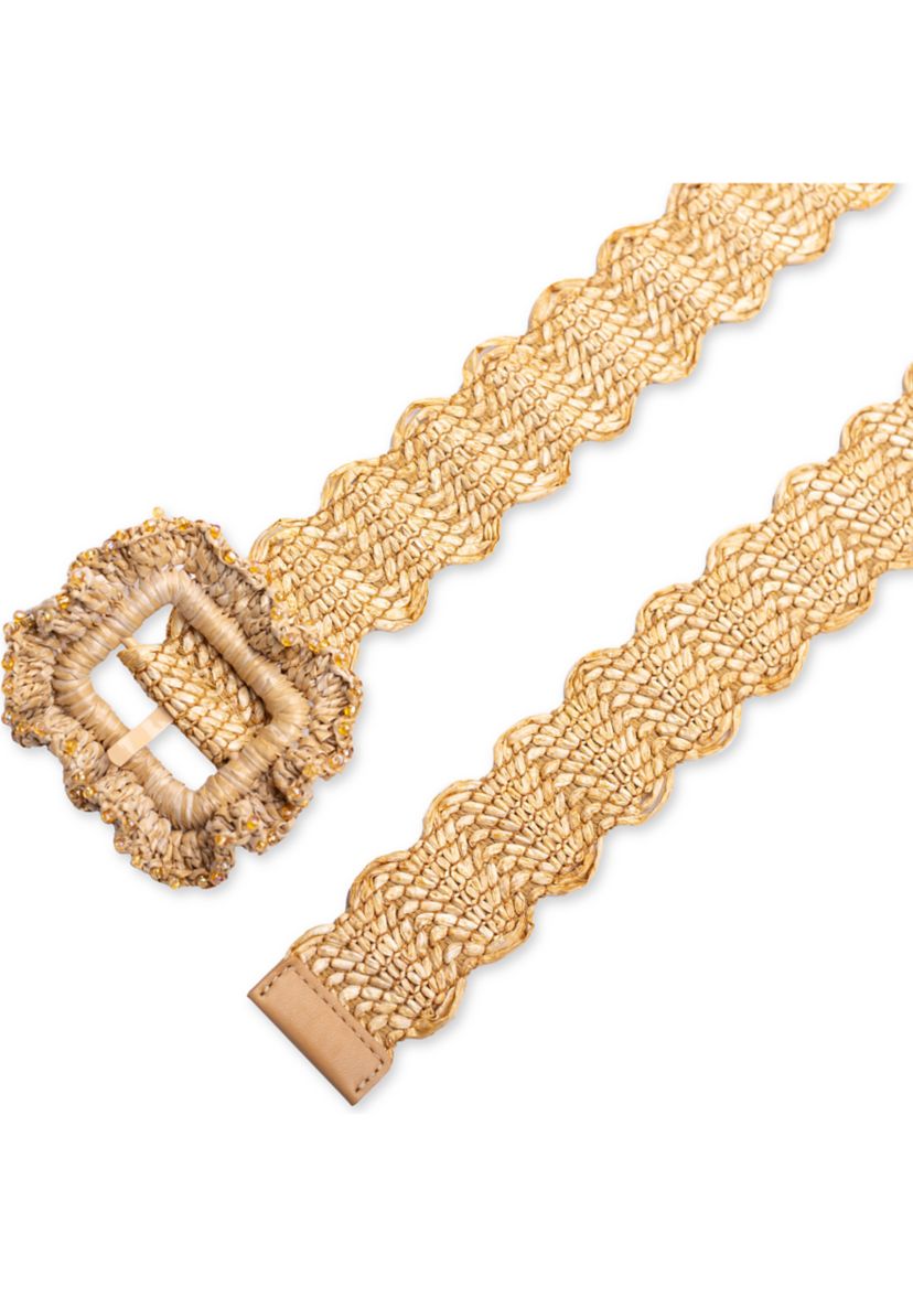 Ruffle Buckle Scallop Woven Design Casual Fashion Belt