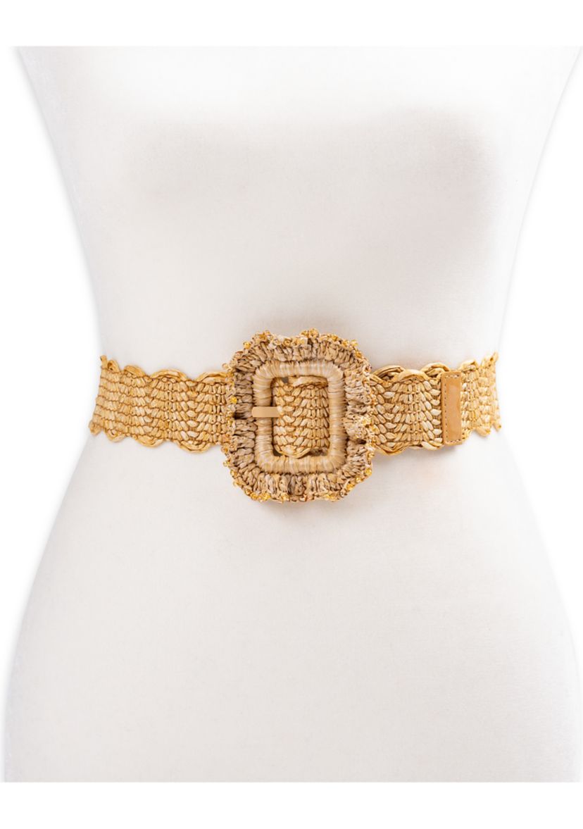 Ruffle Buckle Scallop Woven Design Casual Fashion Belt