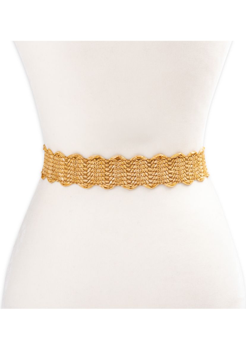 Ruffle Buckle Scallop Woven Design Casual Fashion Belt