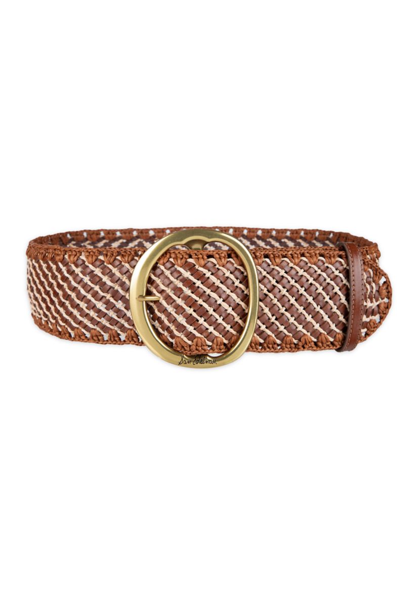 Sam Edelman Leather Woven Belt with Circle Centerbar Buckle  display picture 1
