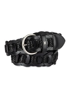 Sam Edelman Women's Linked Braided Fashion Belt, Black, Small