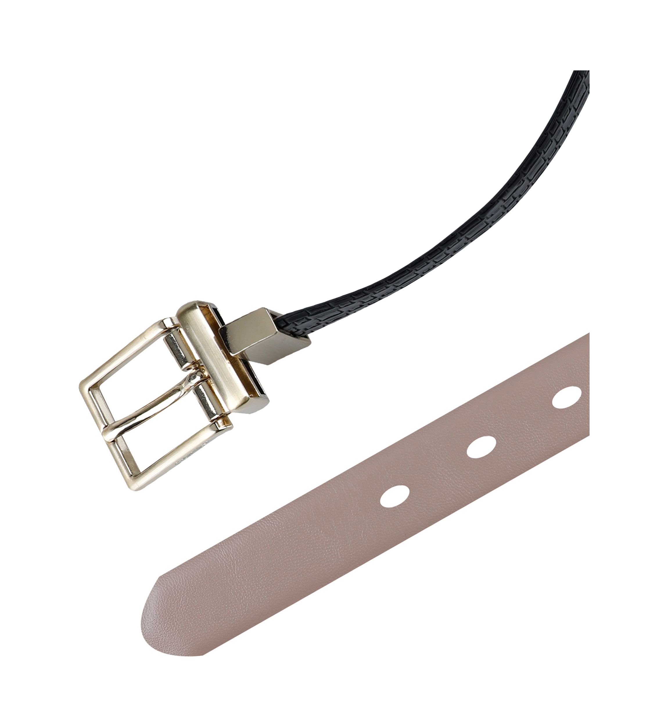 Two-in-One Reversible Harness Buckle Skinny Dress Belt