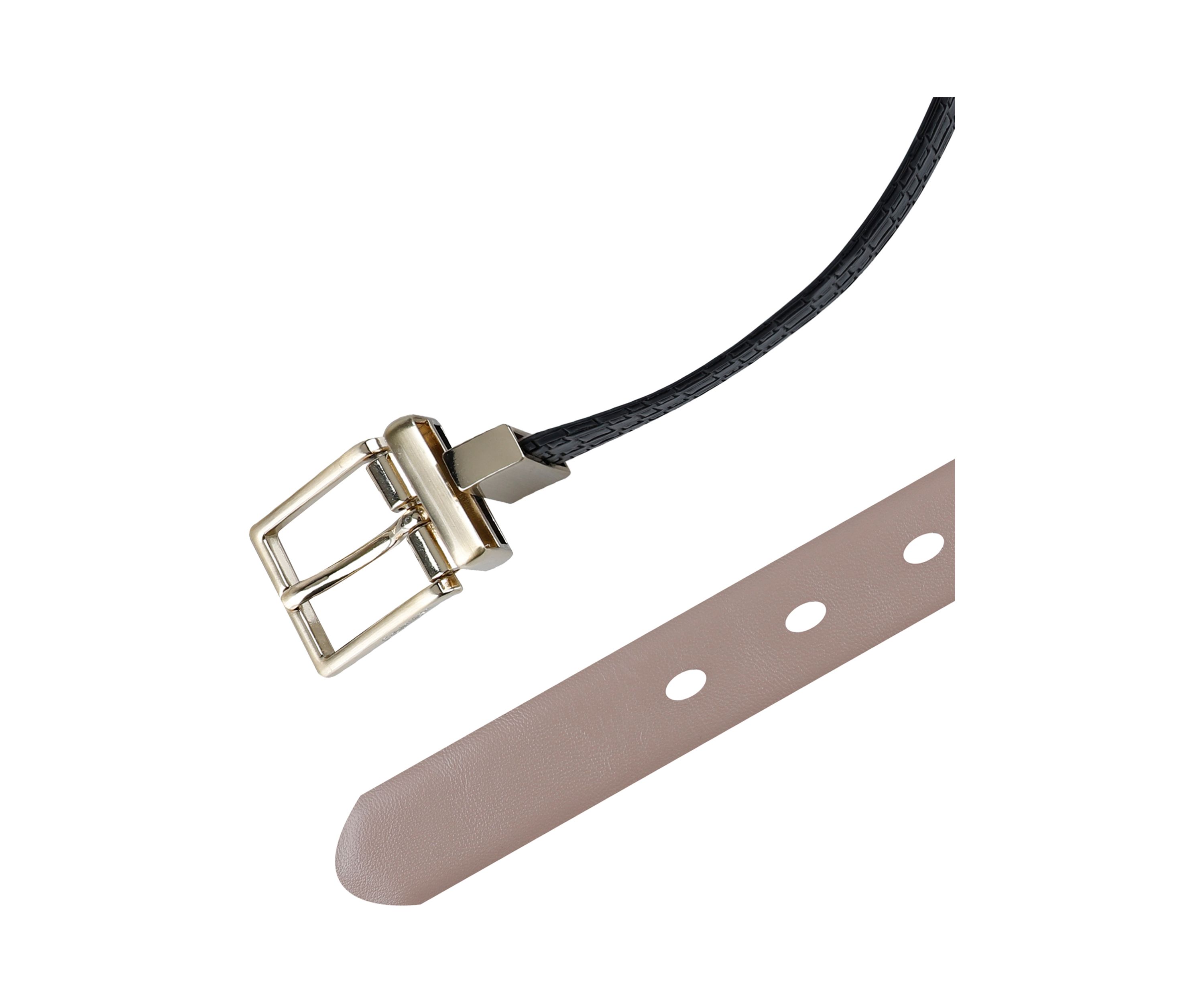 Two-in-One Reversible Harness Buckle Skinny Dress Belt