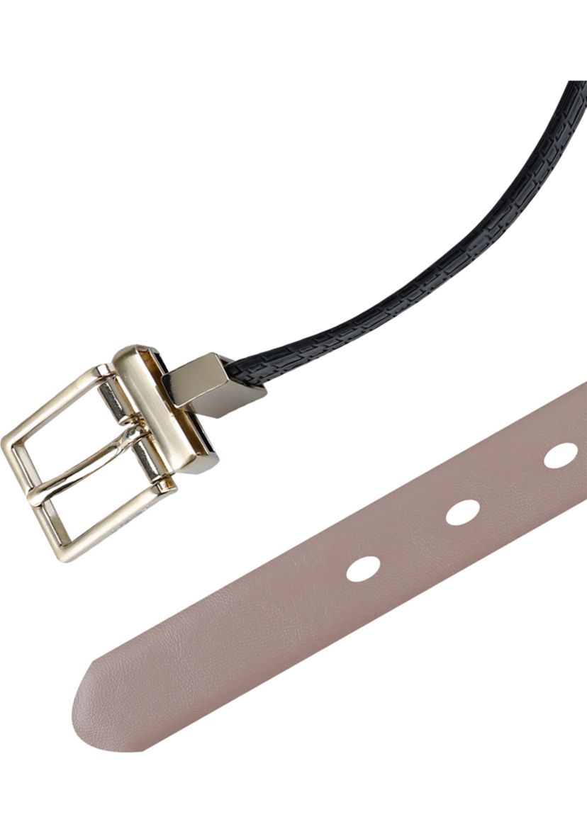 Two-in-One Reversible Harness Buckle Skinny Dress Belt