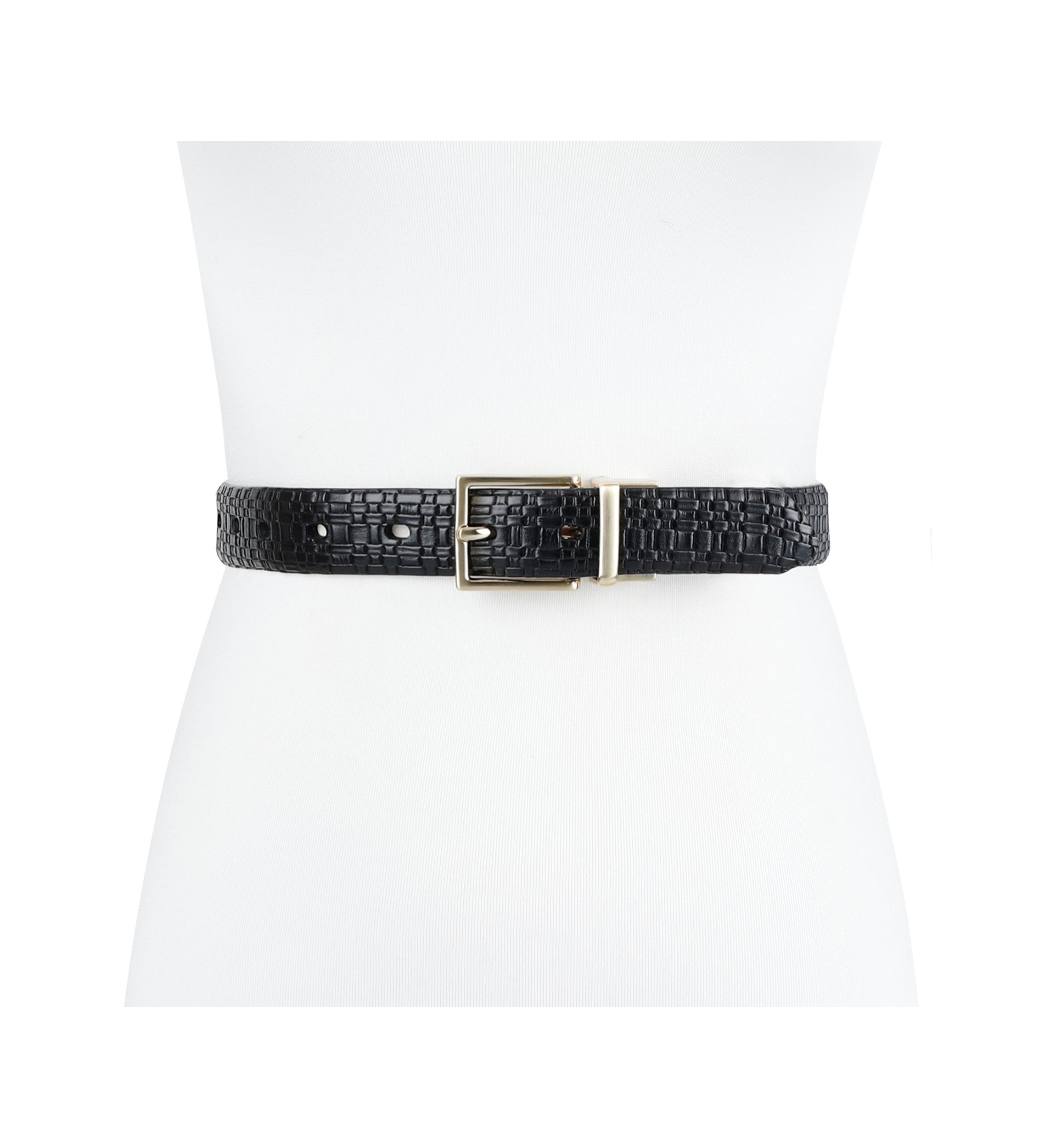 Two-in-One Reversible Harness Buckle Skinny Dress Belt