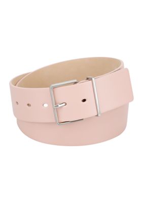 Calvin Klein Women's Casual Square Harness Buckle Leather Belt, Pink, Large