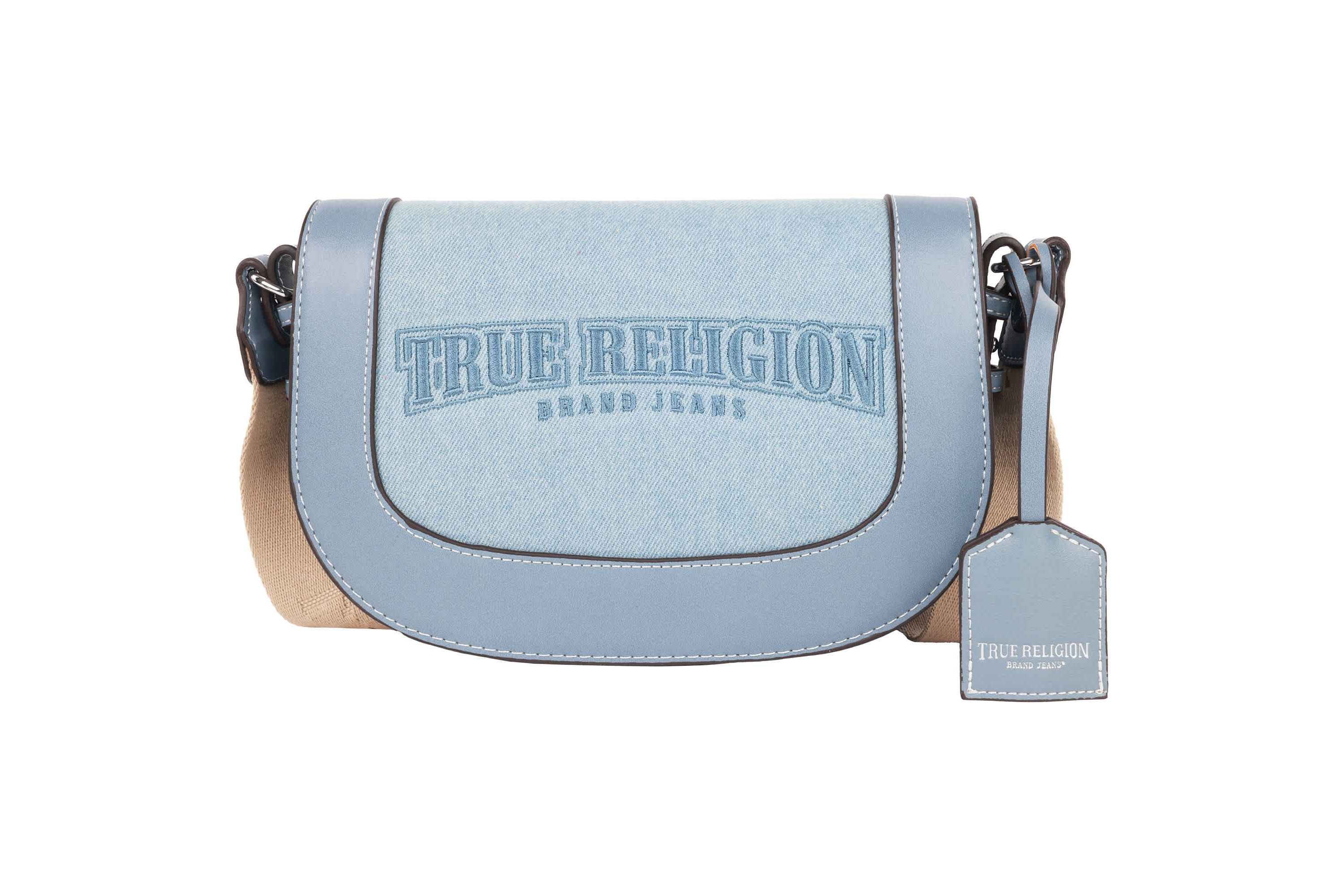 True Religion Dark Denim Logo Saddle Bag