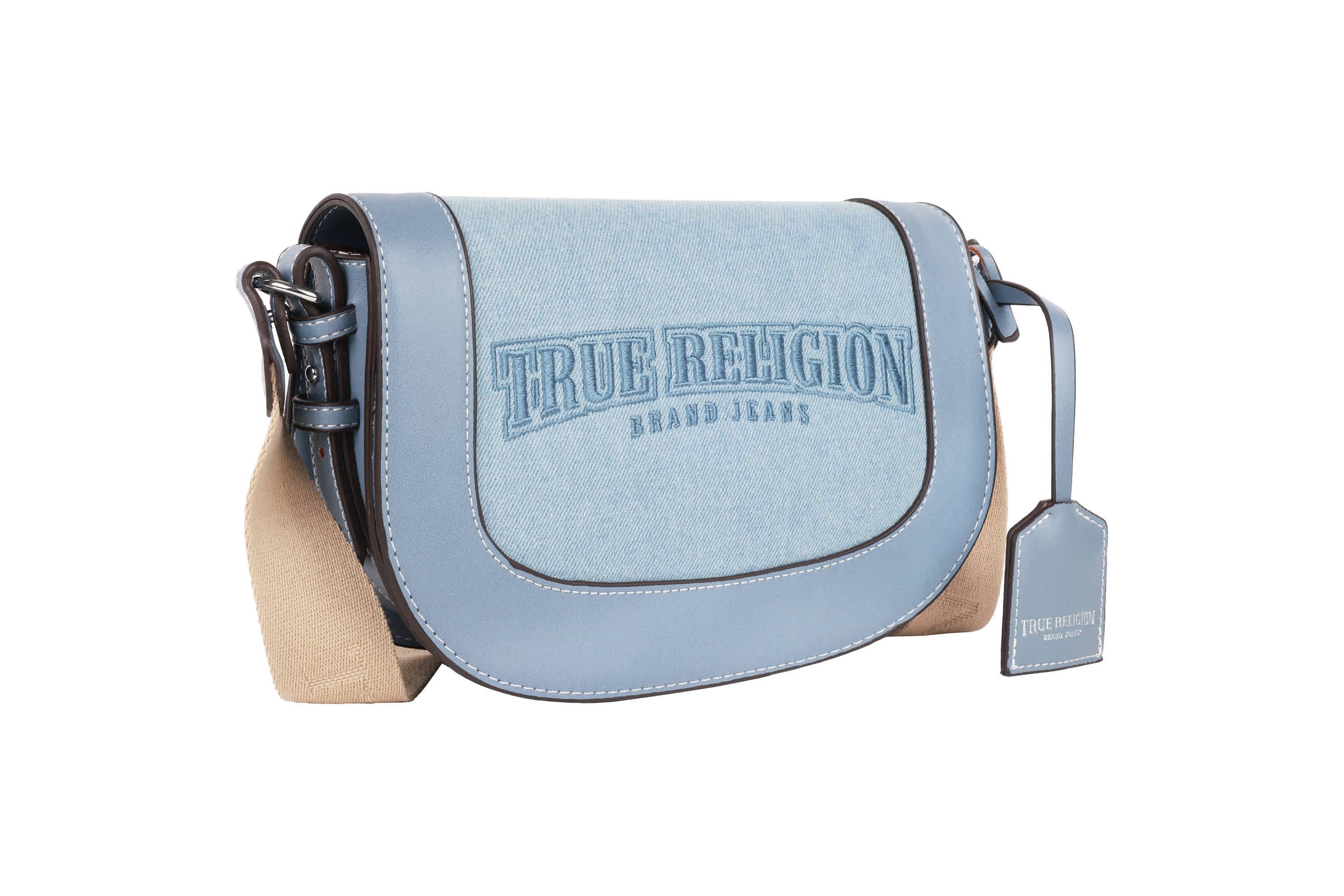 True Religion Dark Denim Logo Saddle Bag