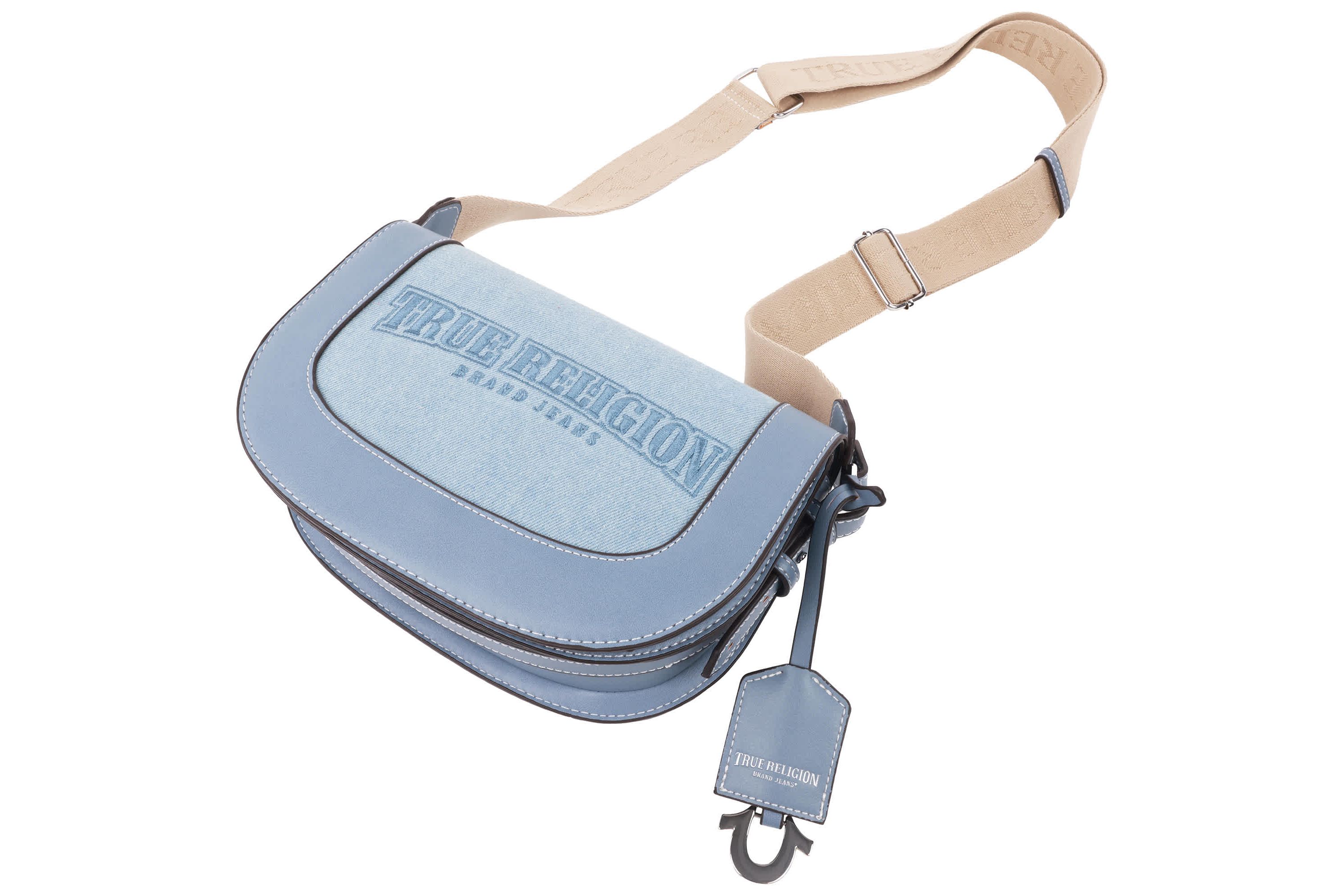 True Religion Dark Denim Logo Saddle Bag