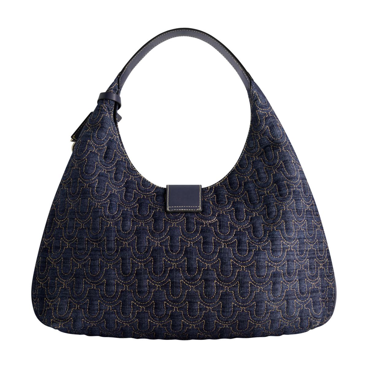 True Religion Quilted Horseshoe Large Denim Hobo