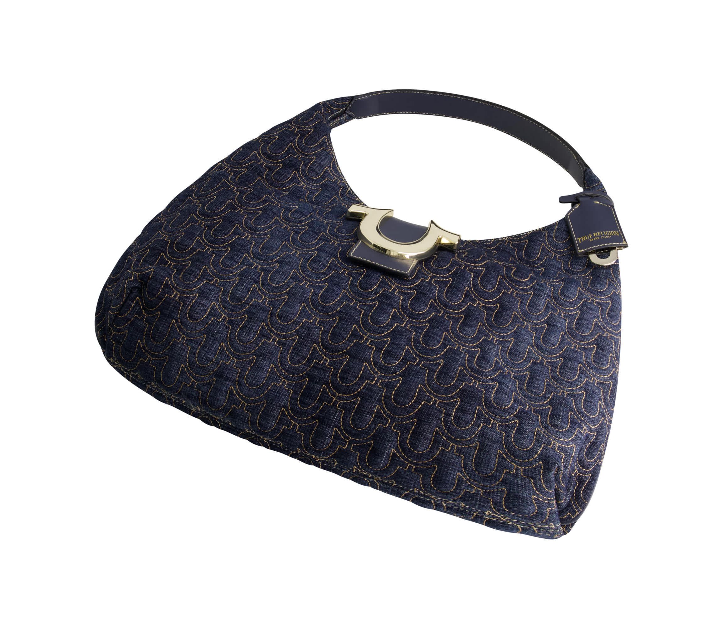 True Religion Quilted Horseshoe Large Denim Hobo