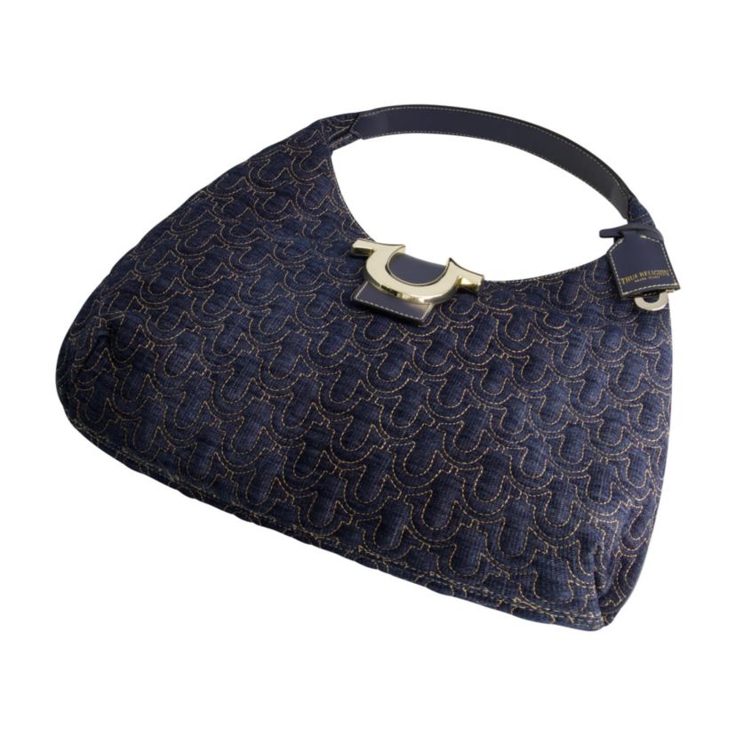 True Religion Quilted Horseshoe Large Denim Hobo