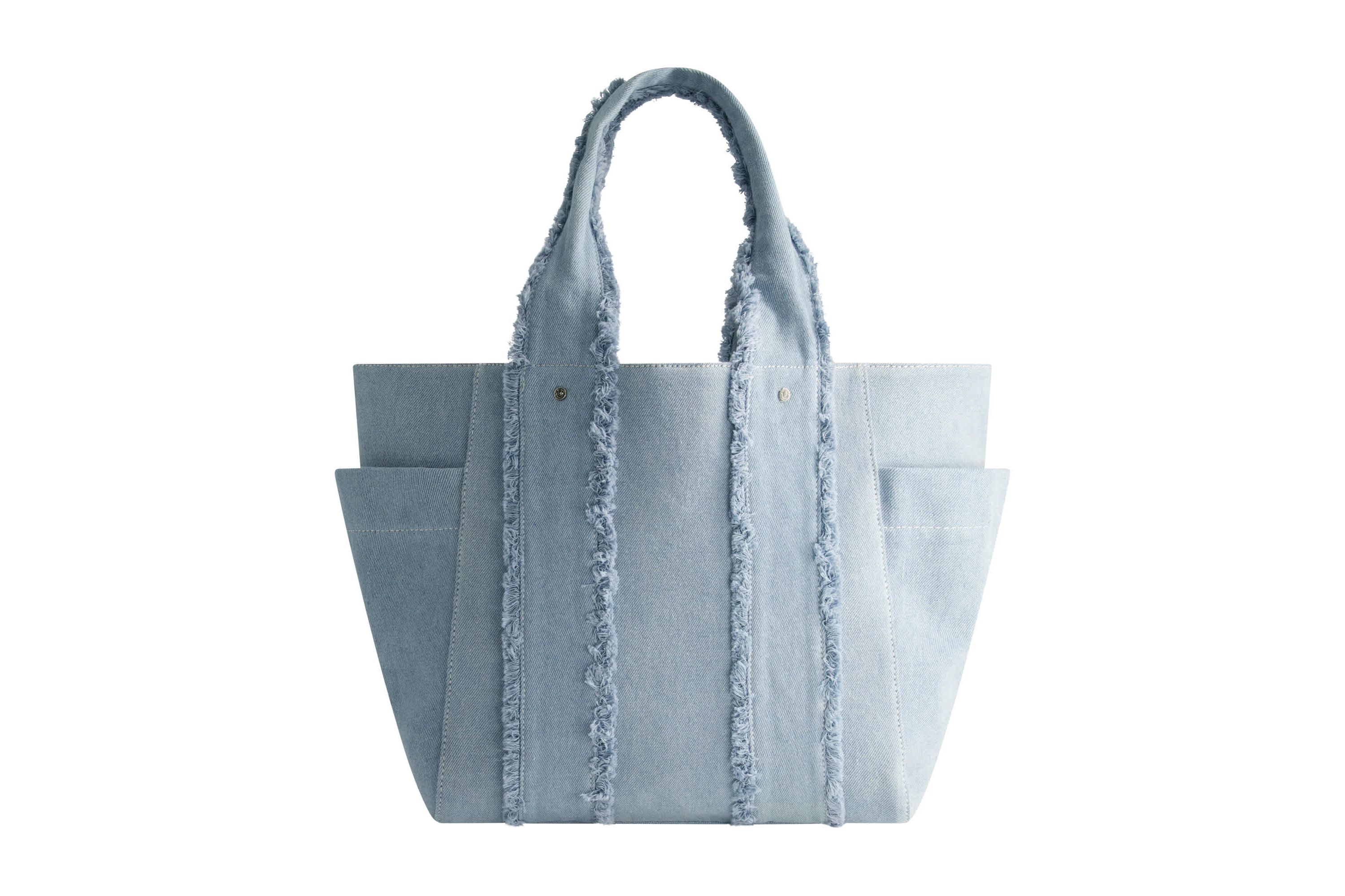 True Religion Frayed Handle Solid Denim Tote