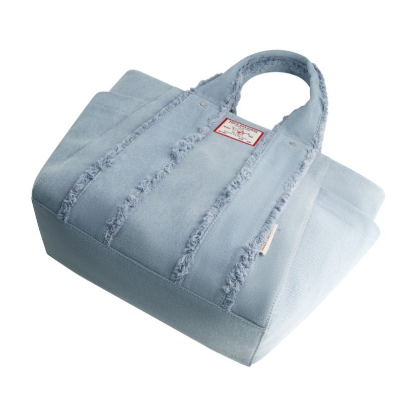 True Religion Frayed Handle Solid Denim Tote