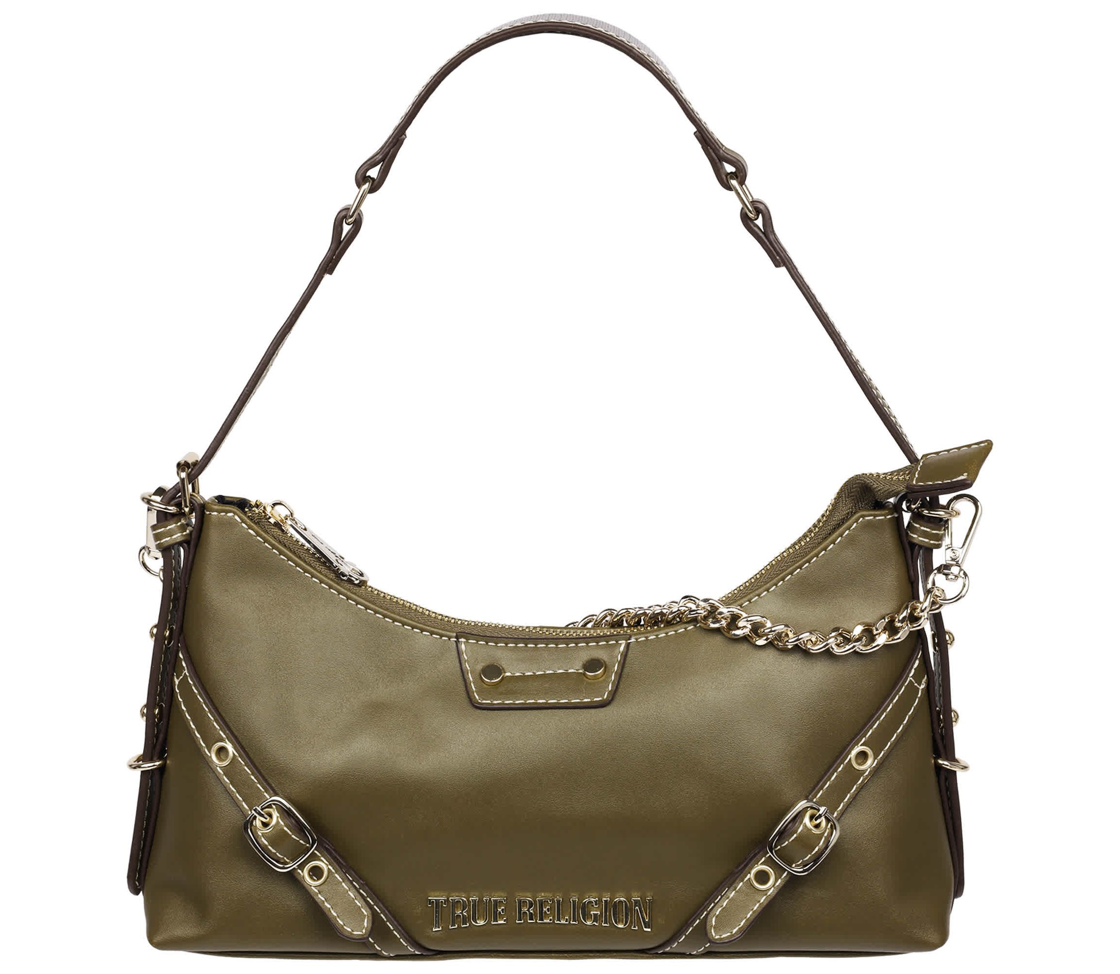 True Religion Smooth PU Belted Shoulder Bag