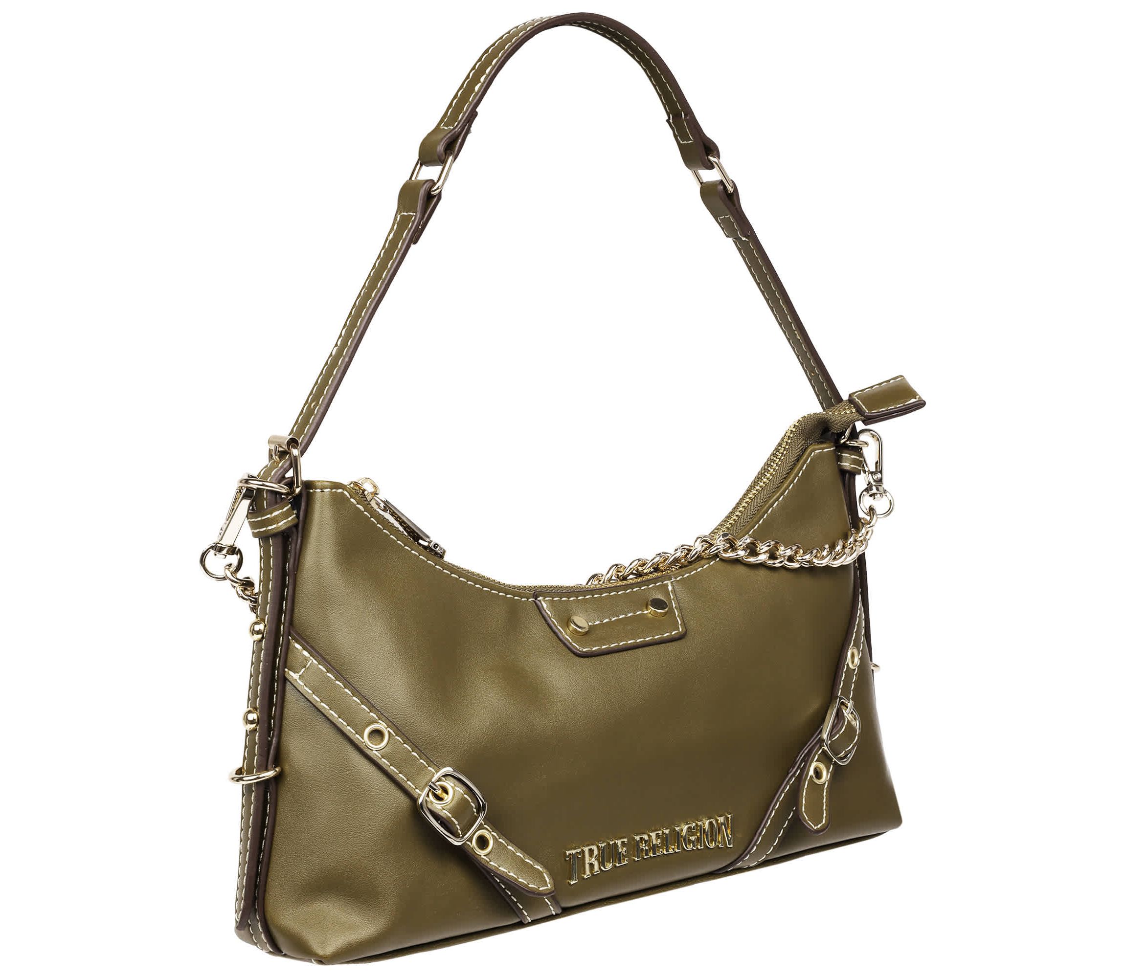 True Religion Smooth PU Belted Shoulder Bag