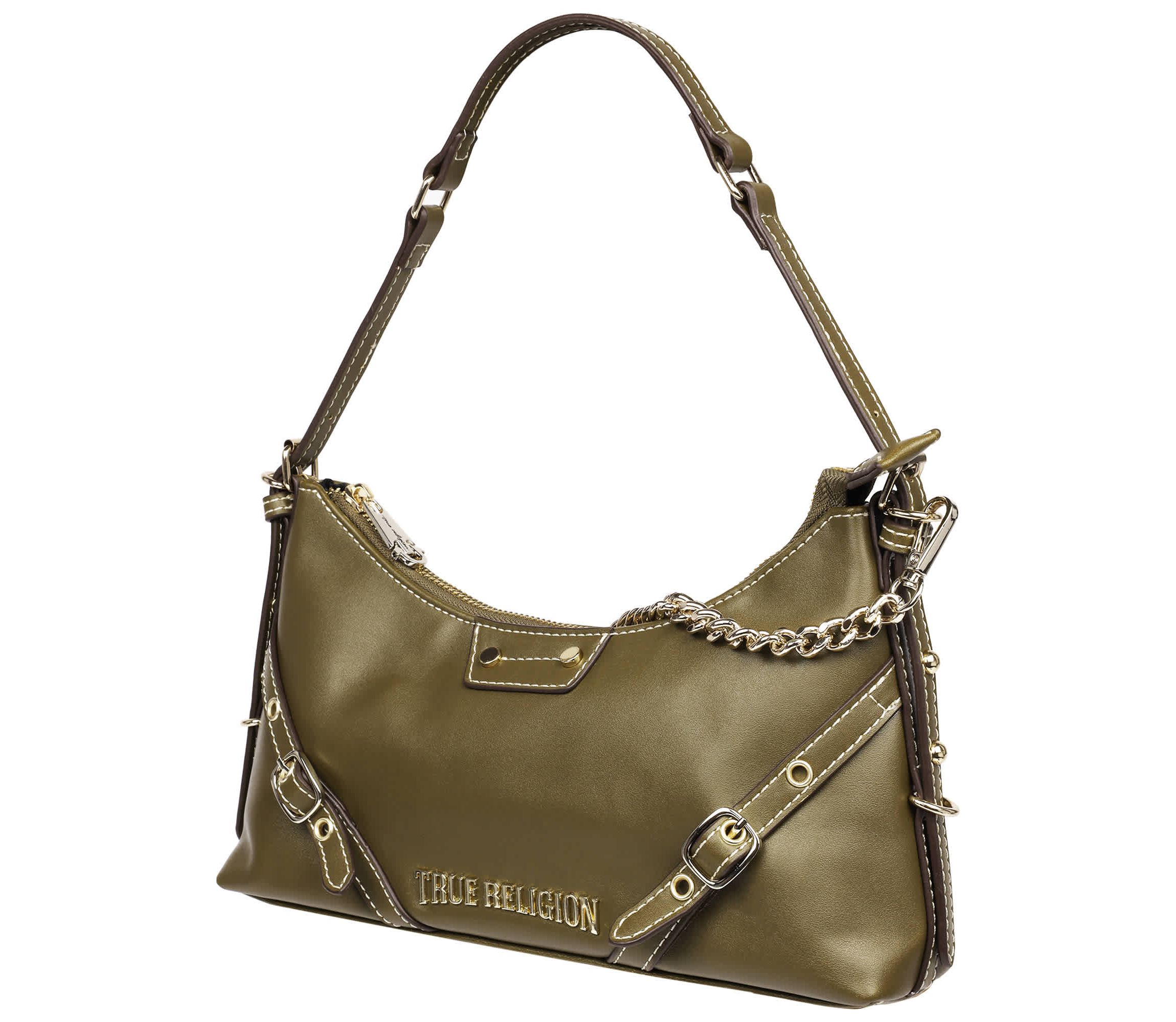 True Religion Smooth PU Belted Shoulder Bag