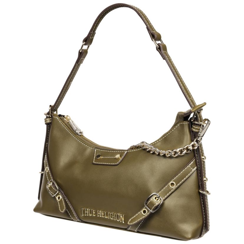 True Religion Smooth PU Belted Shoulder Bag