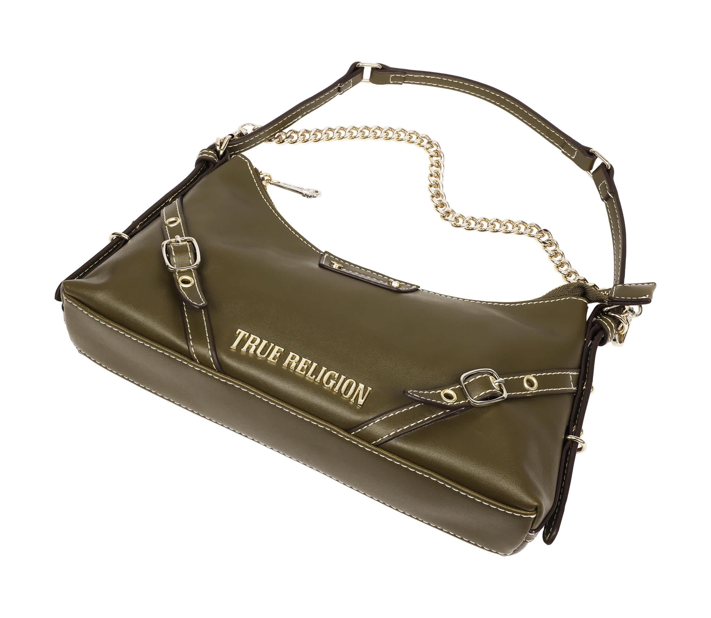 True Religion Smooth PU Belted Shoulder Bag